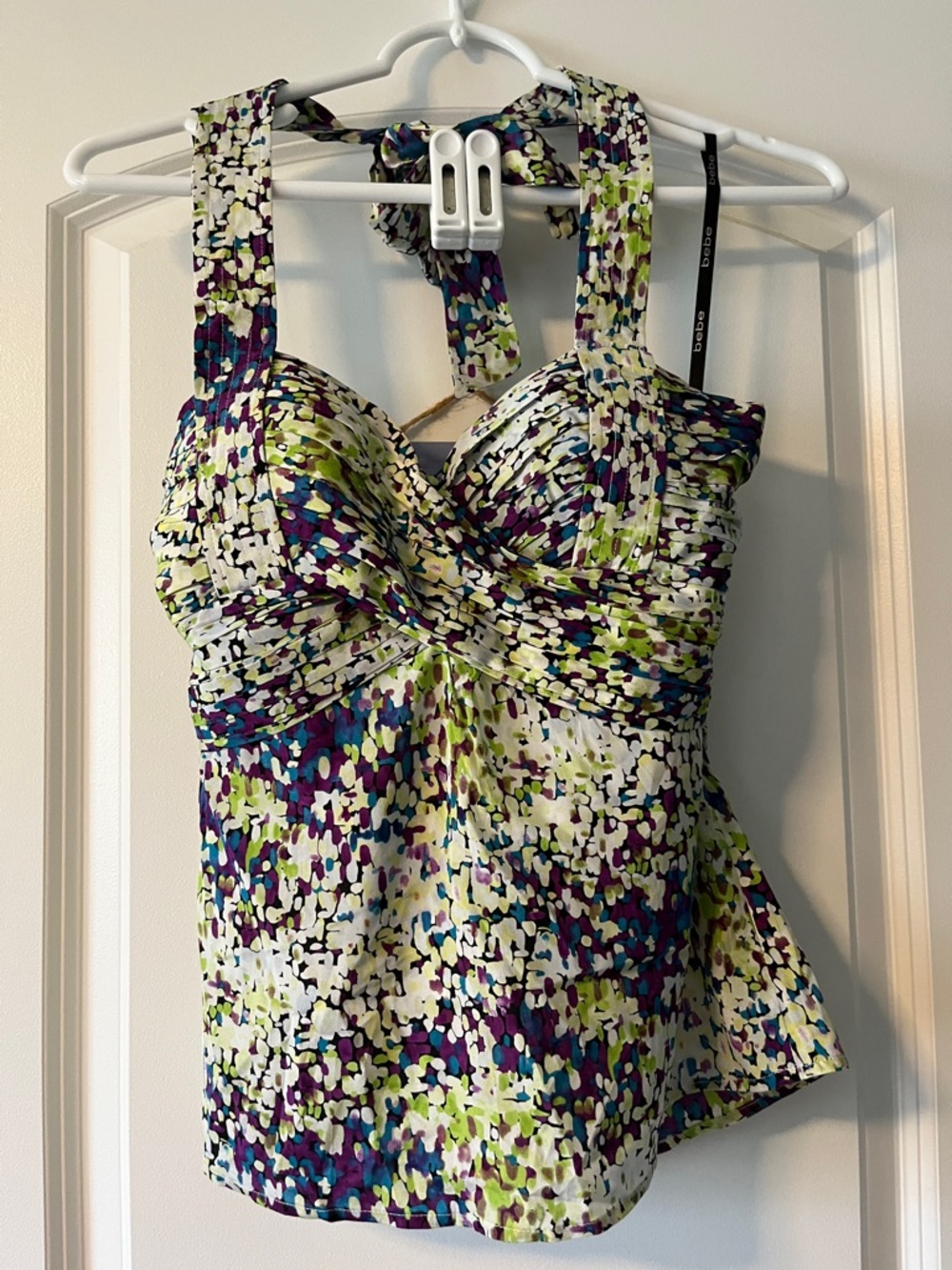 bebe Multi-Color Printed Halter Camisole Top